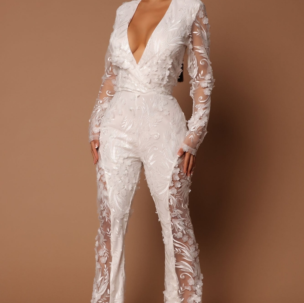 FN White Lace Lux Jumpsuit